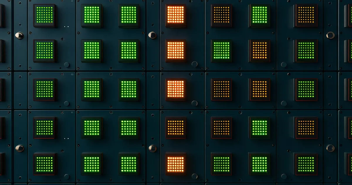 Dashboard view of sensor signal strength heatmap across a manufacturing facility floor plan